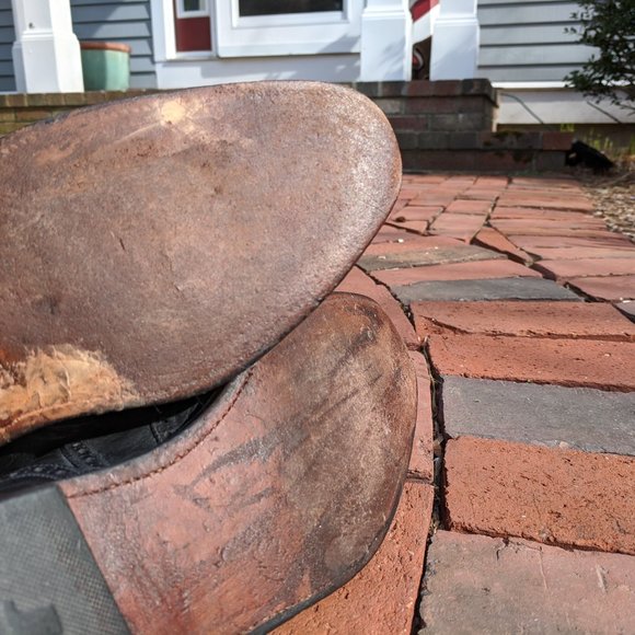 VTG Alan McAfee Mens Wingtip Shoes 11 C Black Leather Brogue England - Picture 10 of 16